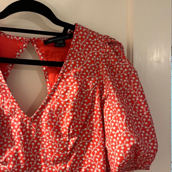 French Connection Red Puff Sleeve Dress - Picture 3 of 5